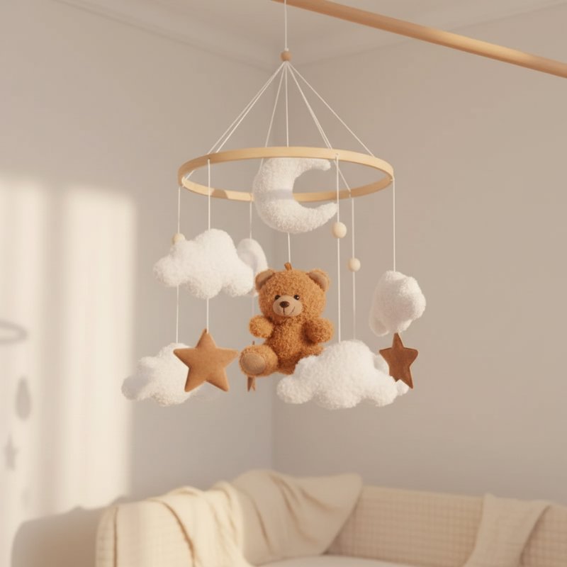 Móbile de Berço Musical com Ursinho de Veludo Móbile de Berço 03 Kabannas 