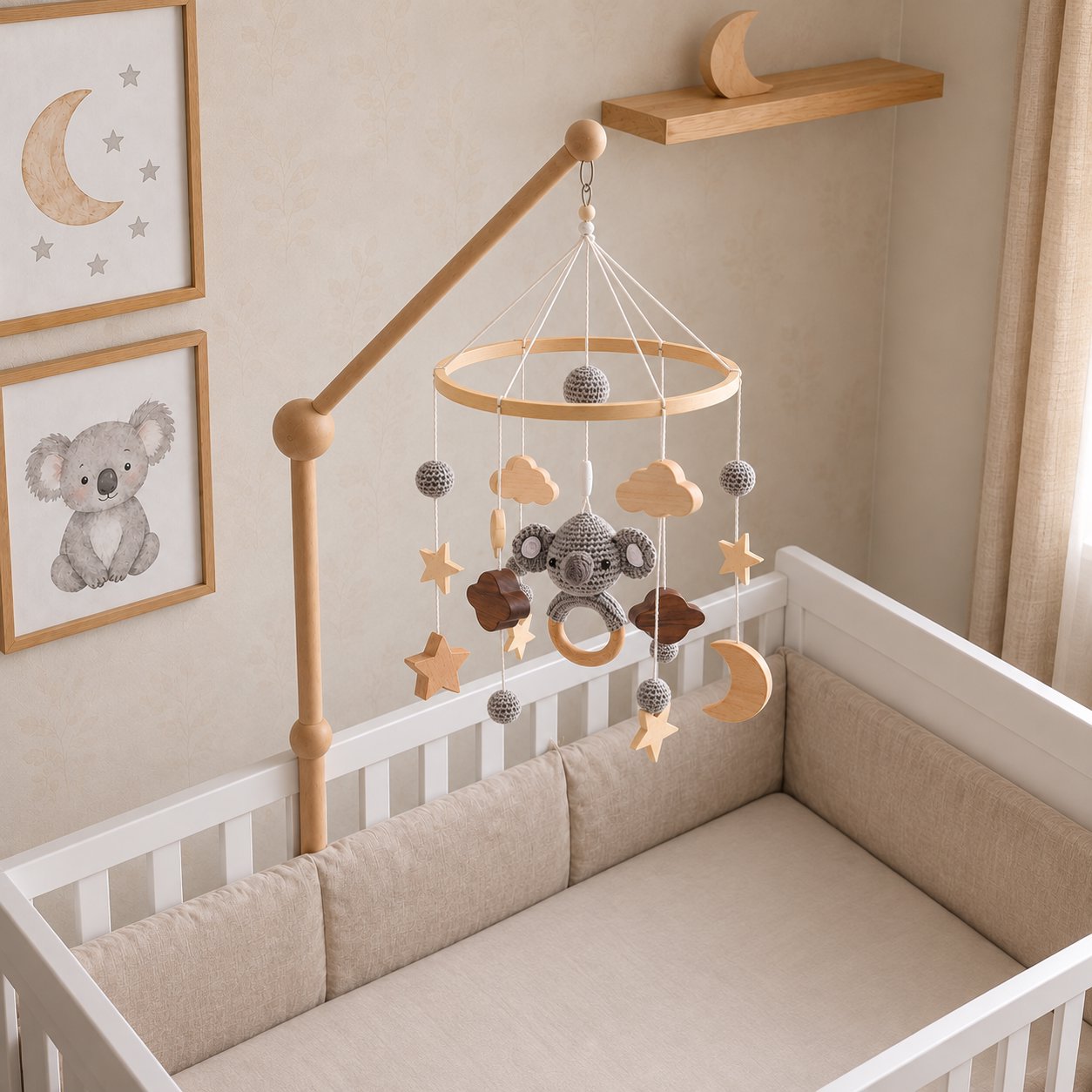 Móbile para Berço Bebê Giratório Coala Lua e Estrelas Móbile de Berço 13 Kabannas 