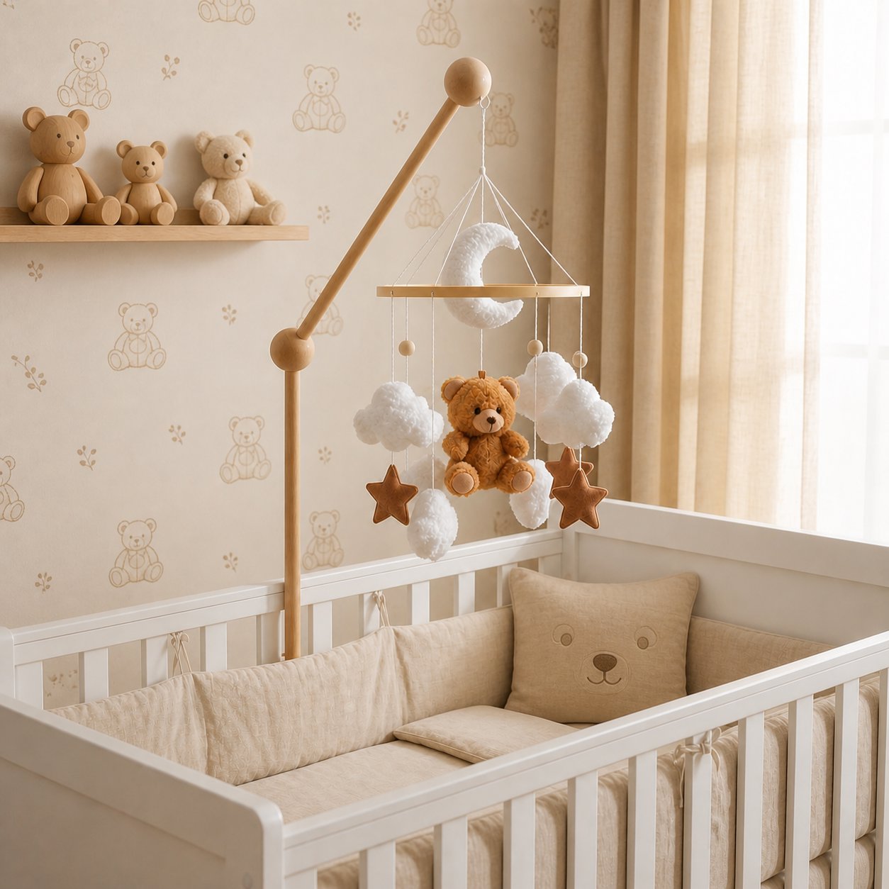 Móbile para Berço Bebê Giratório Urso Nuvem Estrela Móbile de Berço 07 Kabannas 