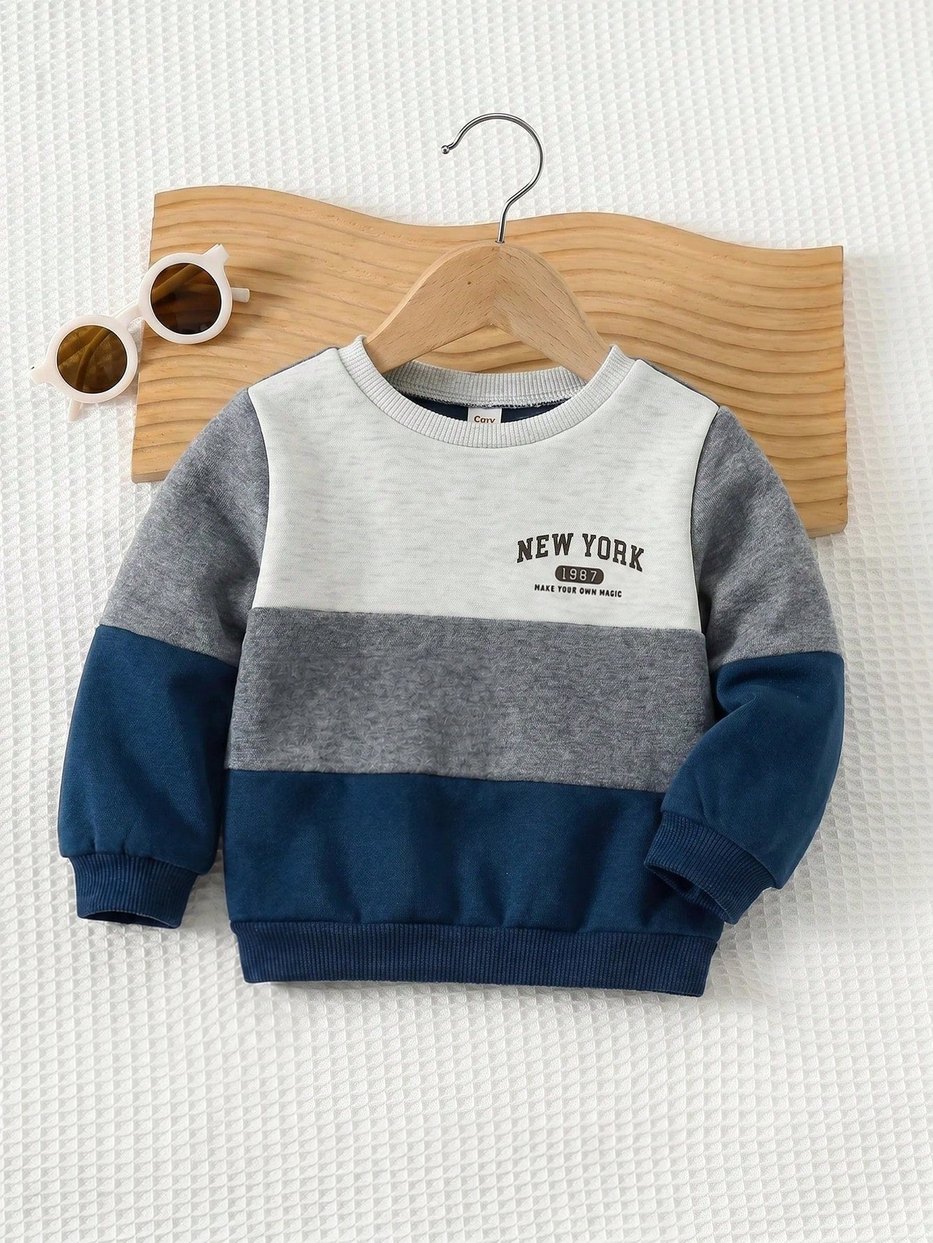 Moletom Bebê Unissex Color Block Fleece 004 Moletom Unissex 01 Kabannas Azul e cinza 6-9 Meses 
