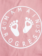 Moletom Gestante e Amamentação com Zíper Lateral e Estampa Mama in Progress - Rosa