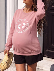 Moletom Gestante e Amamentação com Zíper Lateral e Estampa Mama in Progress - Rosa