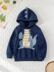 Moletom infantil menino com capuz dinossauro azul marinho