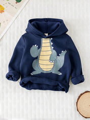 Moletom infantil menino com capuz dinossauro azul marinho