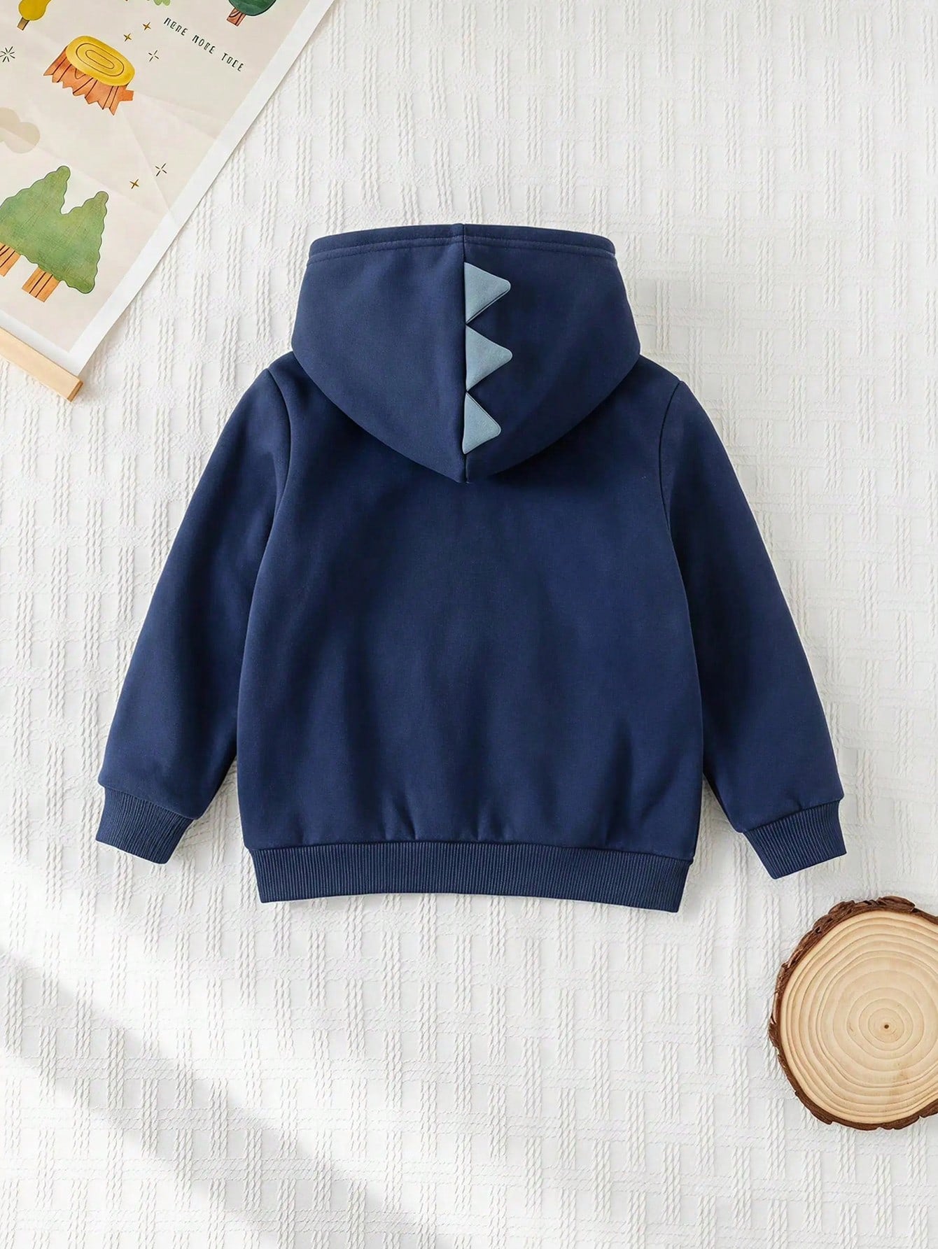 Moletom Infantil Menino com Capuz Dinossauro Azul Marinho - Azul marinho