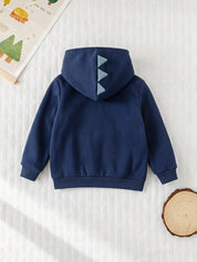 Moletom Infantil Menino com Capuz Dinossauro Azul Marinho - Azul marinho