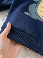 Moletom Infantil Menino com Capuz Dinossauro Azul Marinho - Azul marinho