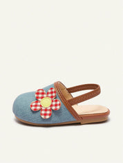 Mule Infantil Feminino Slingback com Flor 3D Xadrez 001 Sandália Infantil 07 Kabannas 