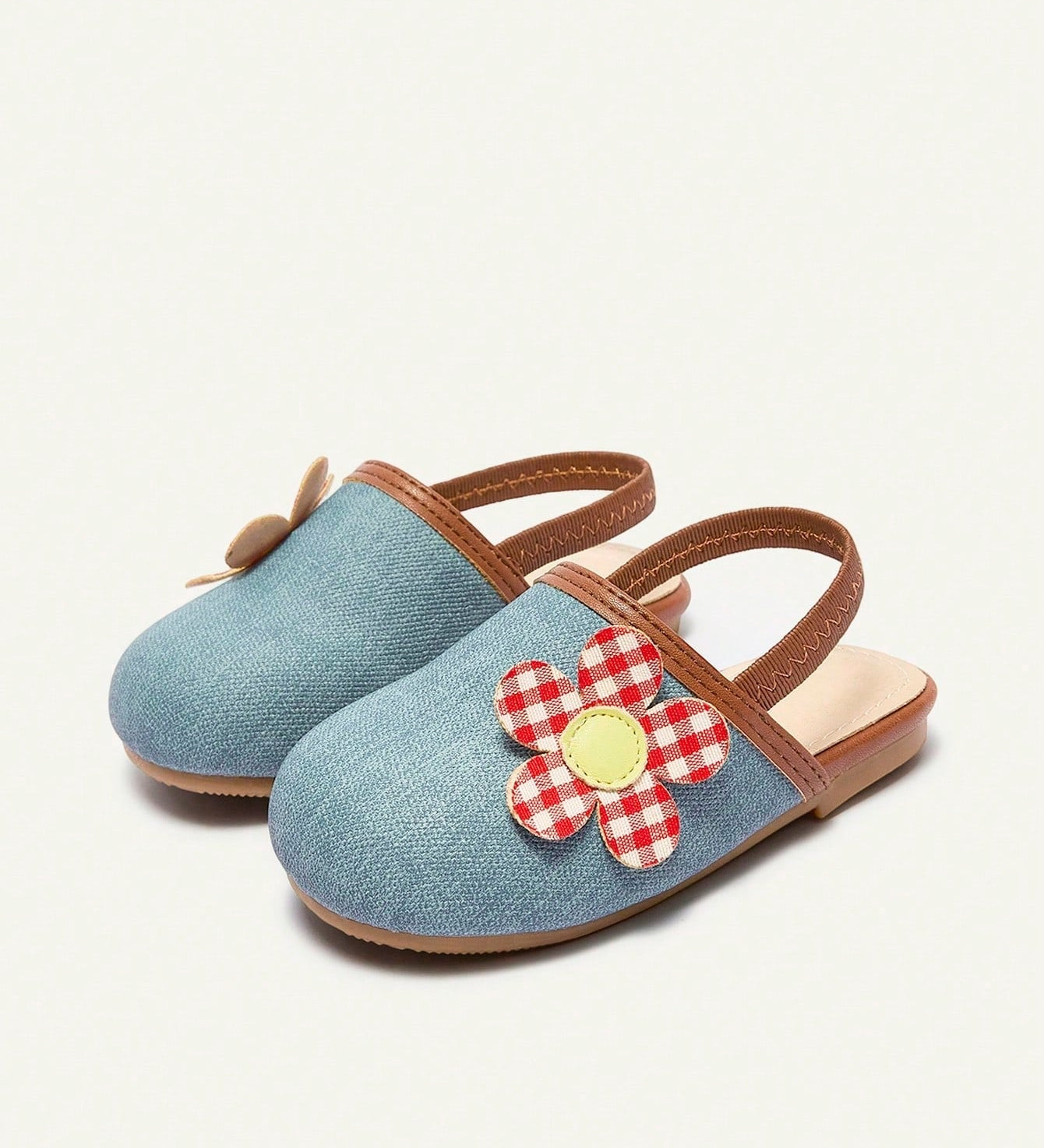 Mule Infantil Feminino Slingback com Flor 3D Xadrez 001 Sandália Infantil 07 Kabannas 
