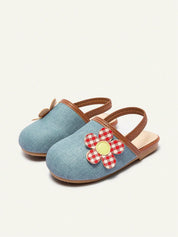 Mule Infantil Feminino Slingback com Flor 3D Xadrez 001 Sandália Infantil 07 Kabannas 