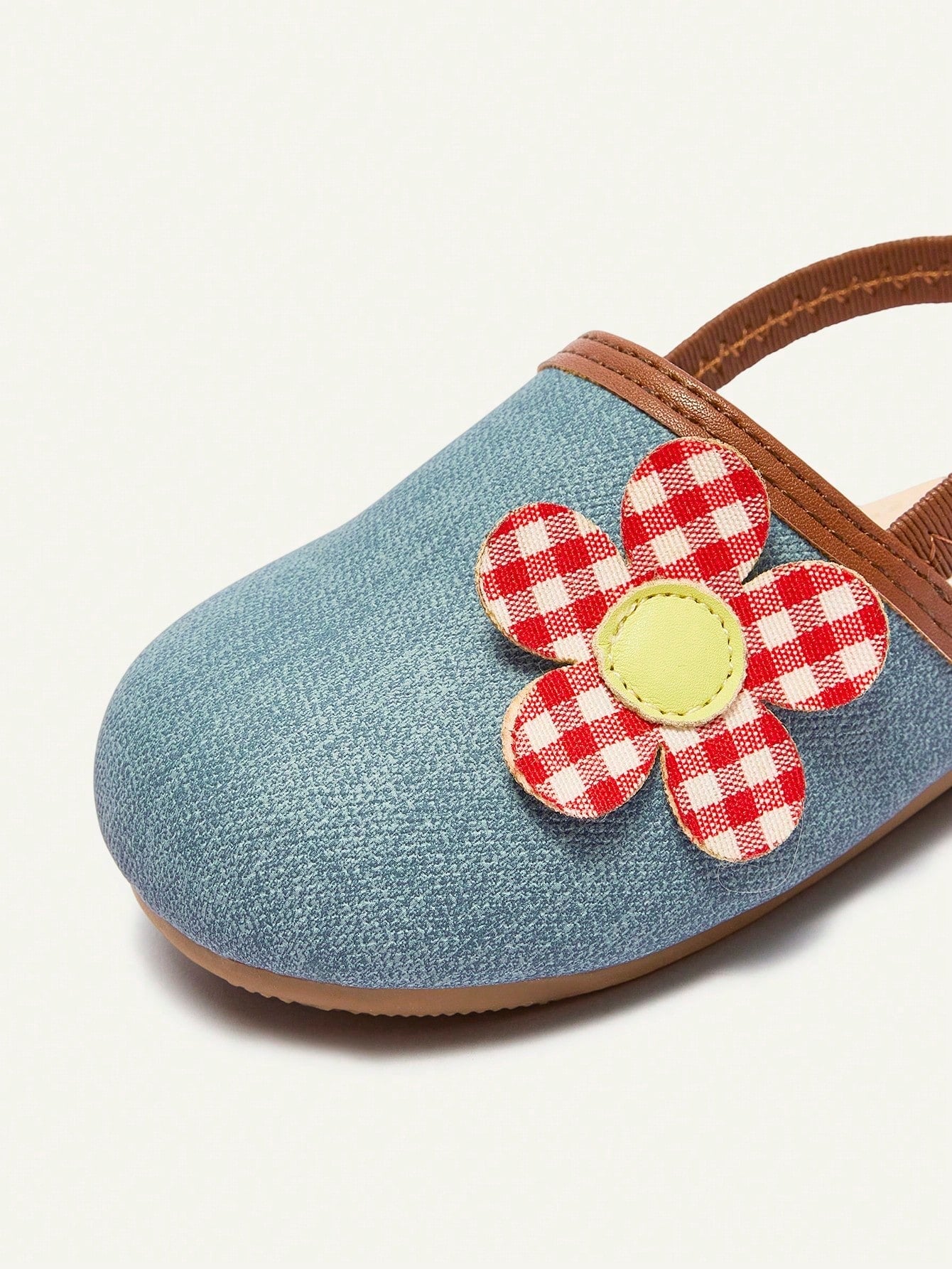 Mule Infantil Feminino Slingback com Flor 3D Xadrez 001 Sandália Infantil 07 Kabannas 