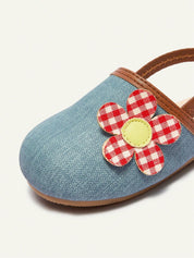 Mule Infantil Feminino Slingback com Flor 3D Xadrez 001 Sandália Infantil 07 Kabannas 