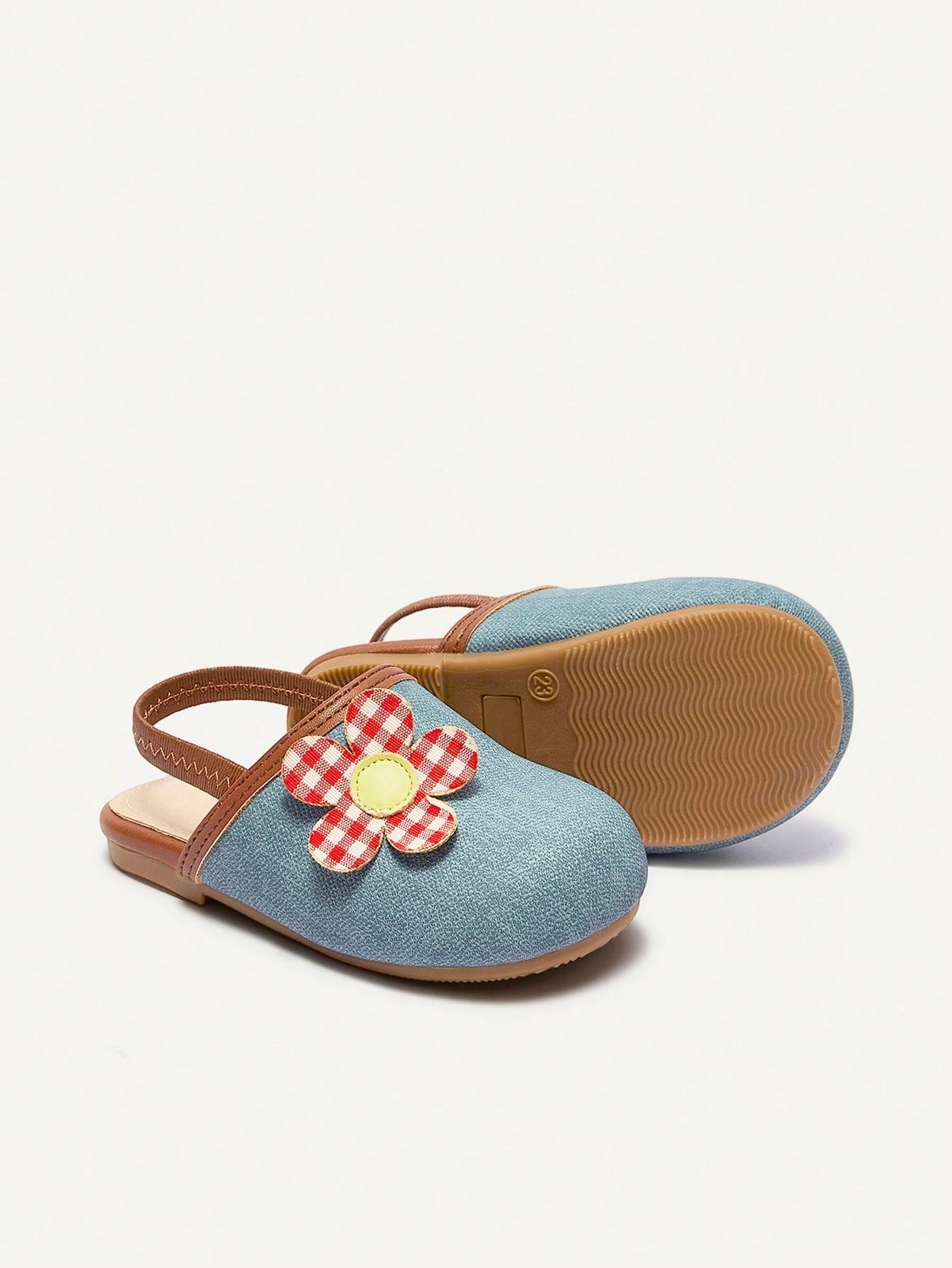 Mule Infantil Feminino Slingback com Flor 3D Xadrez 001 Sandália Infantil 07 Kabannas 