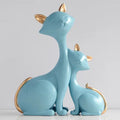 Ornamento Gatos - Mãe e Filhote Kabannas Azul Claro 