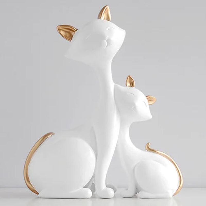 Ornamento Gatos - Mãe e Filhote Kabannas Branco 