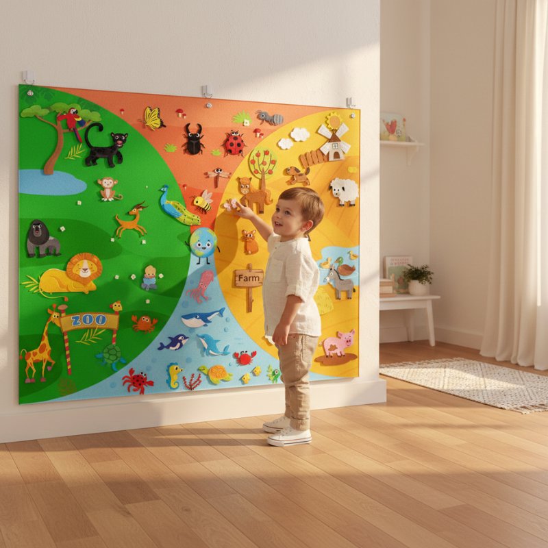 Painel Montessori de Atividades em Feltro - Animais Quadros / Painéis Montessori 03 Kabannas 