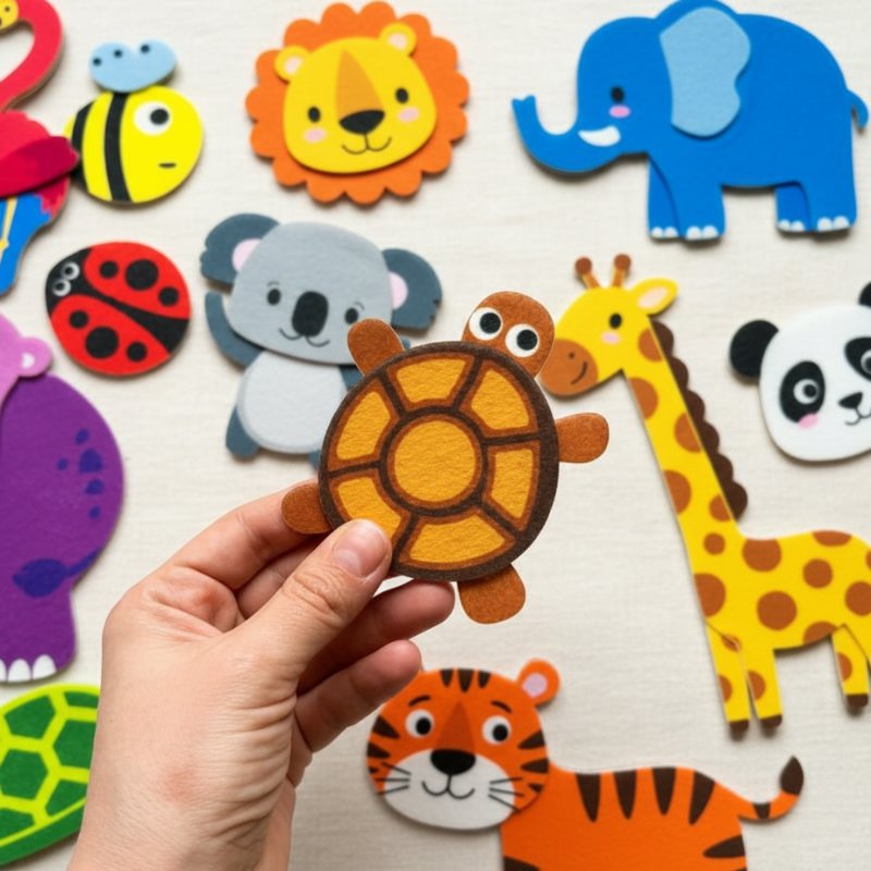 Painel Montessori de Atividades em Feltro Zoológico Quadros / Painéis Montessori 04 Kabannas 