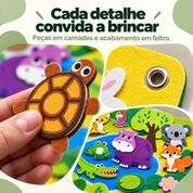 Detalhes das peças em camadas e acabamento em feltro