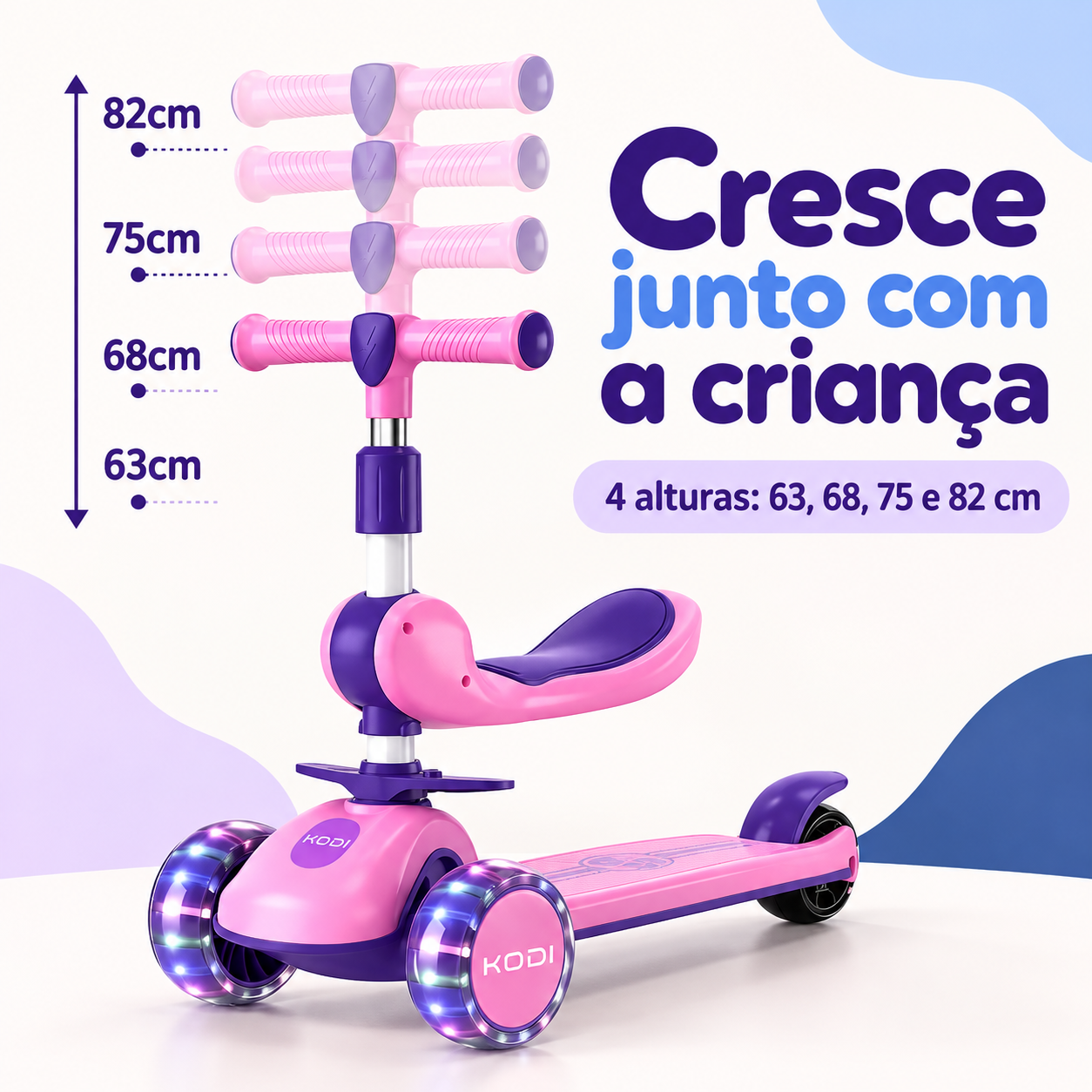 Patinete infantil com quatro alturas ajustáveis