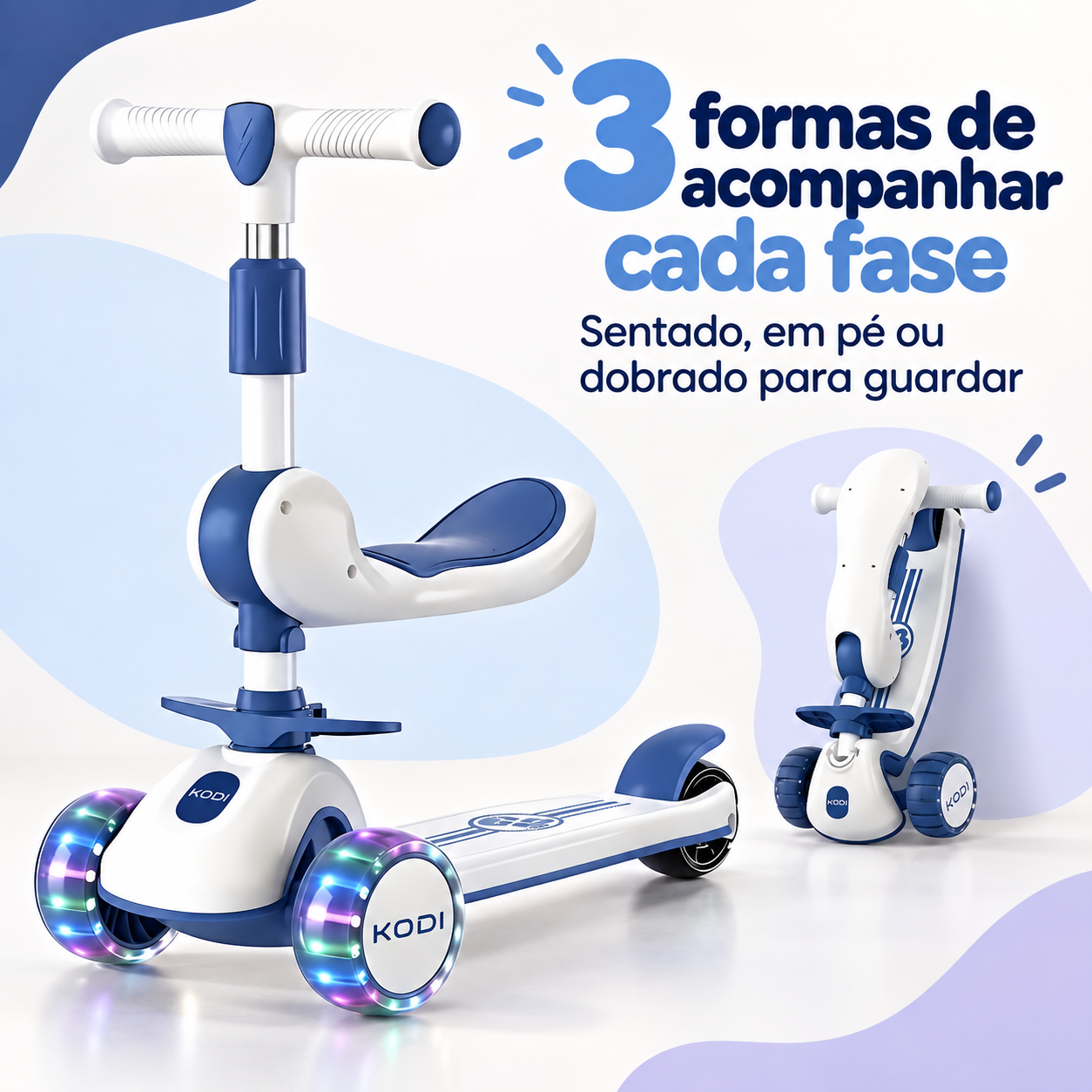 Patinete infantil 3 em 1 para cada fase