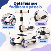 Rodas LED assento removível e estrutura dobrável