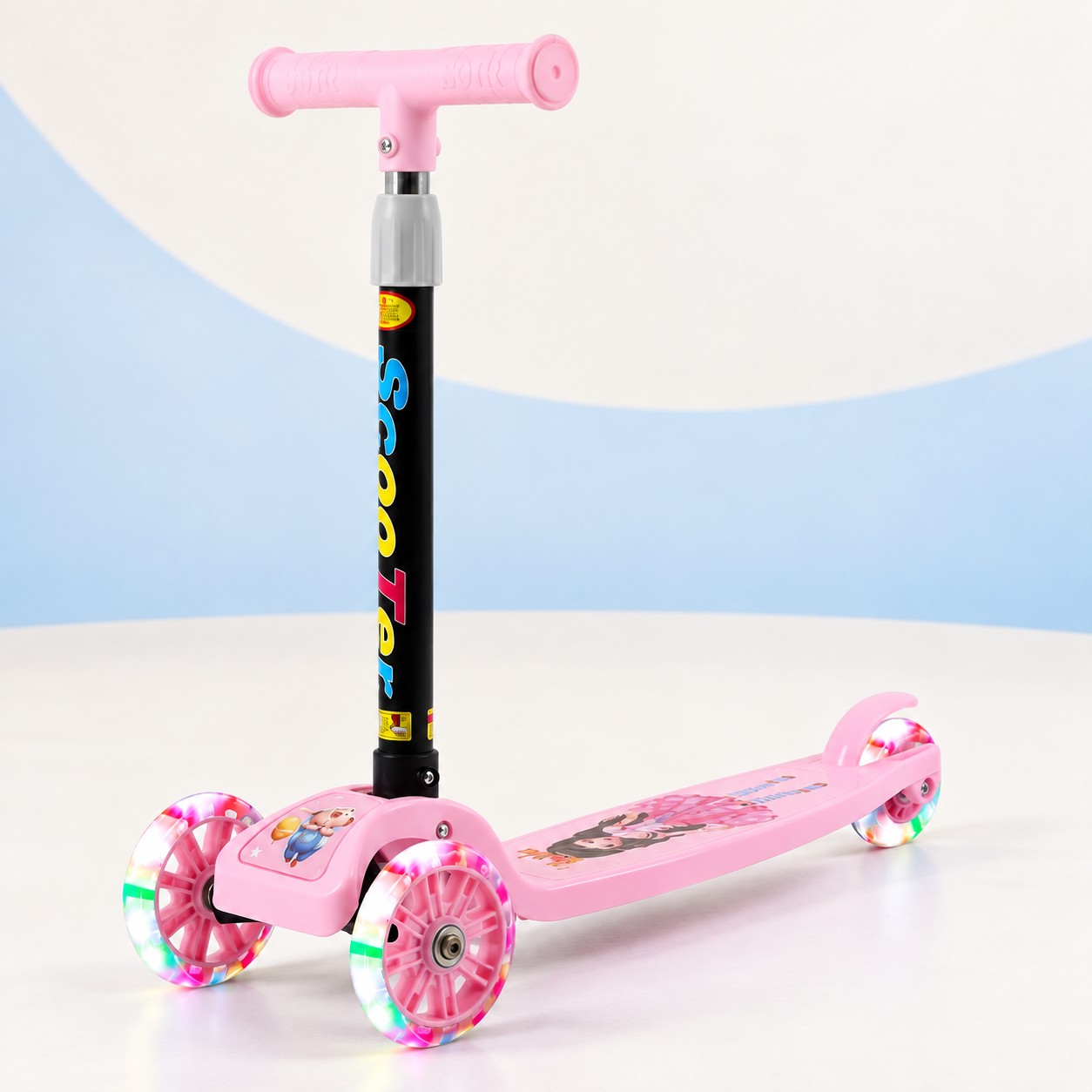 Patinete infantil dobrável na cor rosa