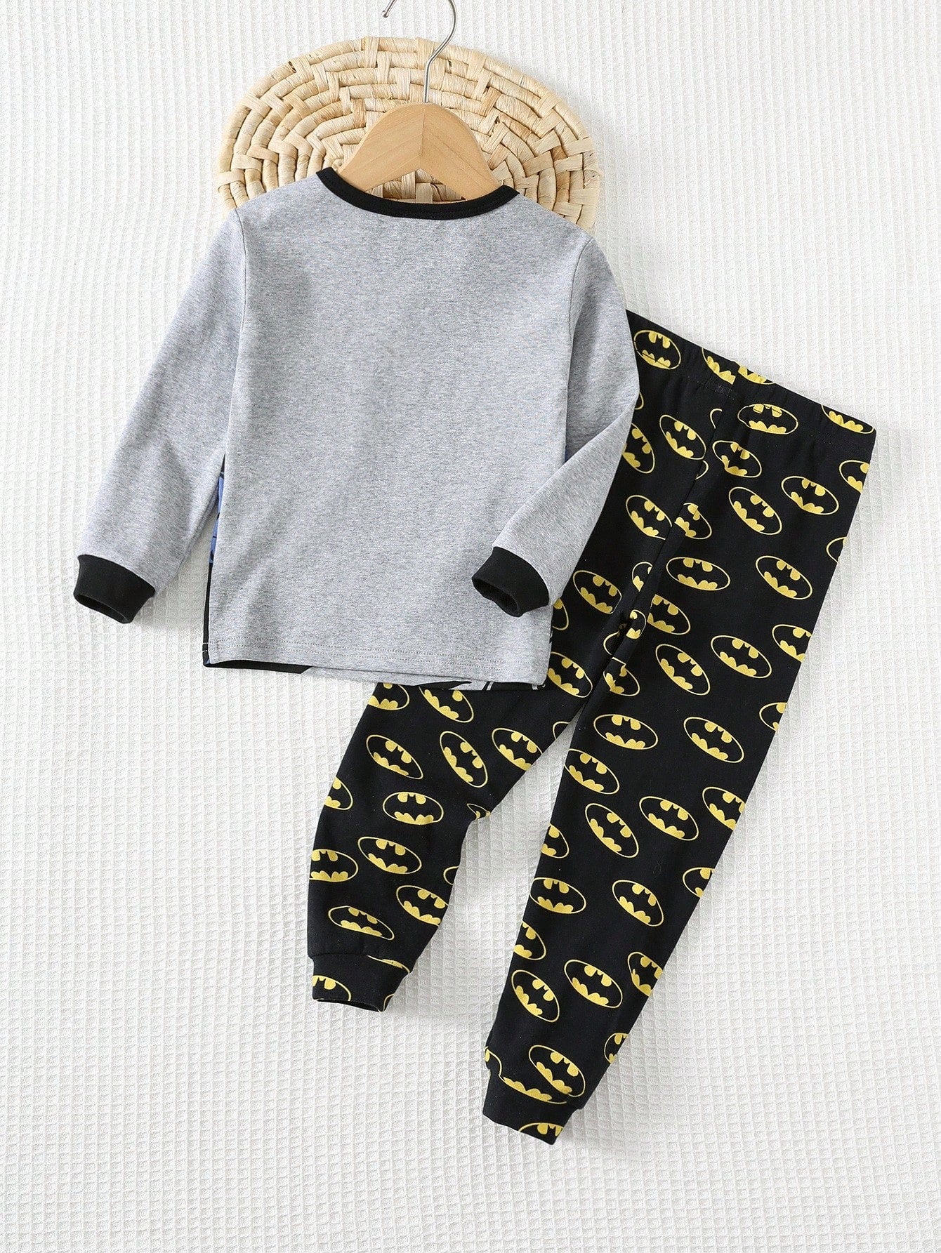 Pijama Infantil Menino Batman Manga Longa Malha Macia - Cinza e preto