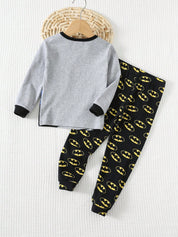 Pijama Infantil Menino Batman Manga Longa Malha Macia - Cinza e preto