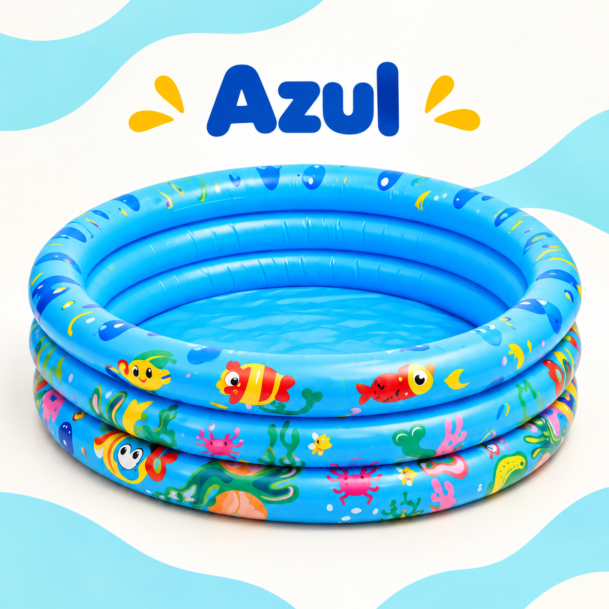 Piscina infantil inflável azul