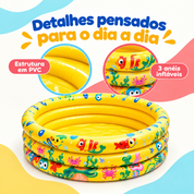 Detalhes em PVC e três anéis infláveis