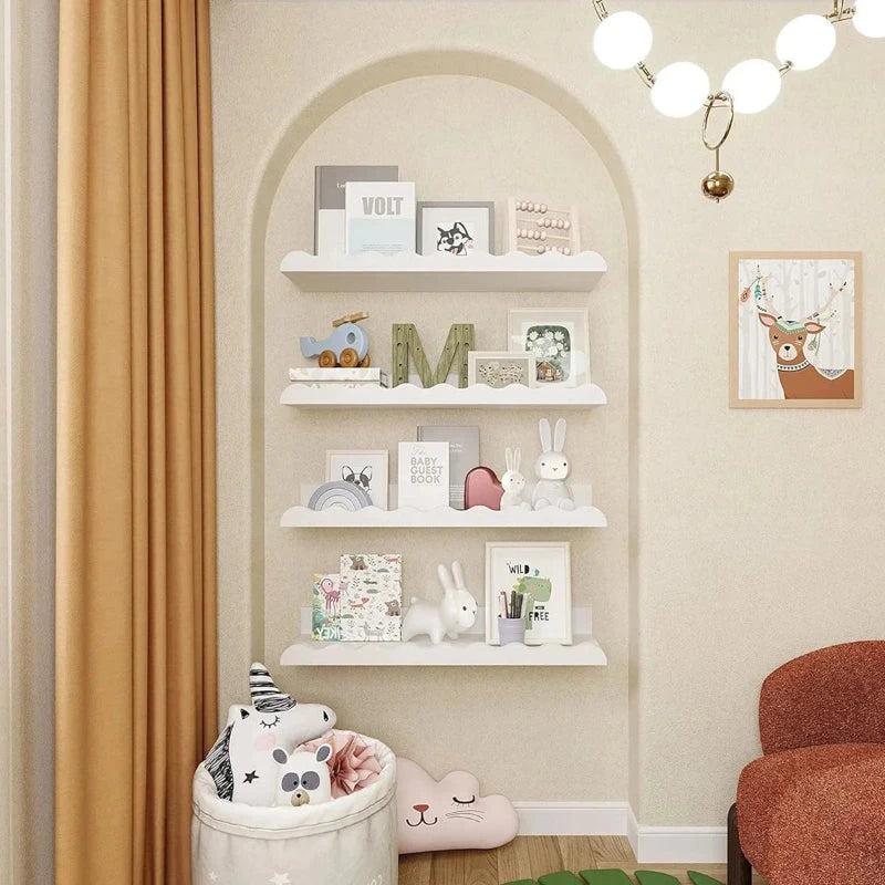 Prateleira Flutuante de Madeira Ondulada para Quarto Infantil Prateleira de Parede 04 Kabannas 