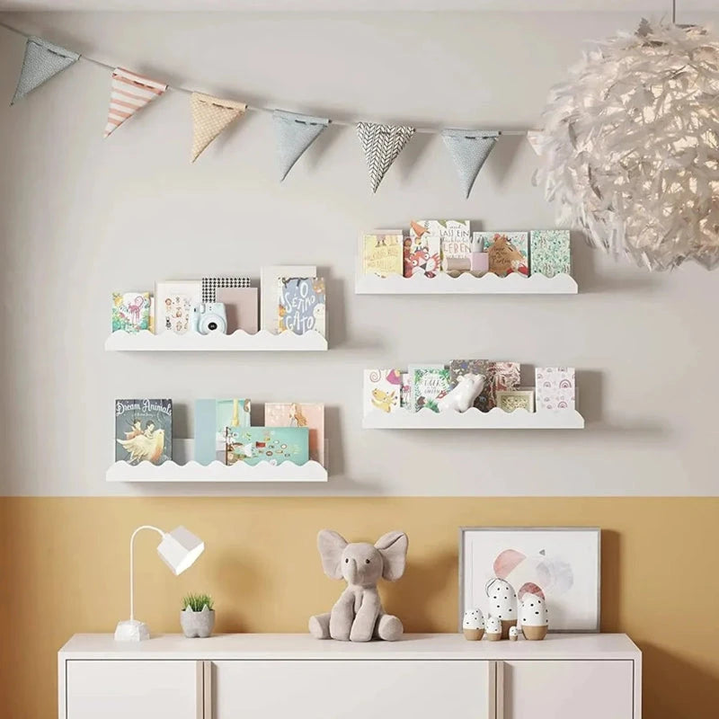 Prateleira Flutuante de Madeira Ondulada para Quarto Infantil Prateleira de Parede 04 Kabannas 