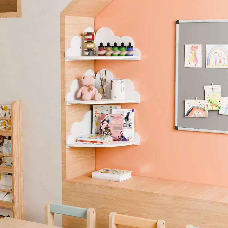 Prateleira Infantil em Forma de Nuvem - 3 Peças Prateleira de Parede 03 Kabannas 