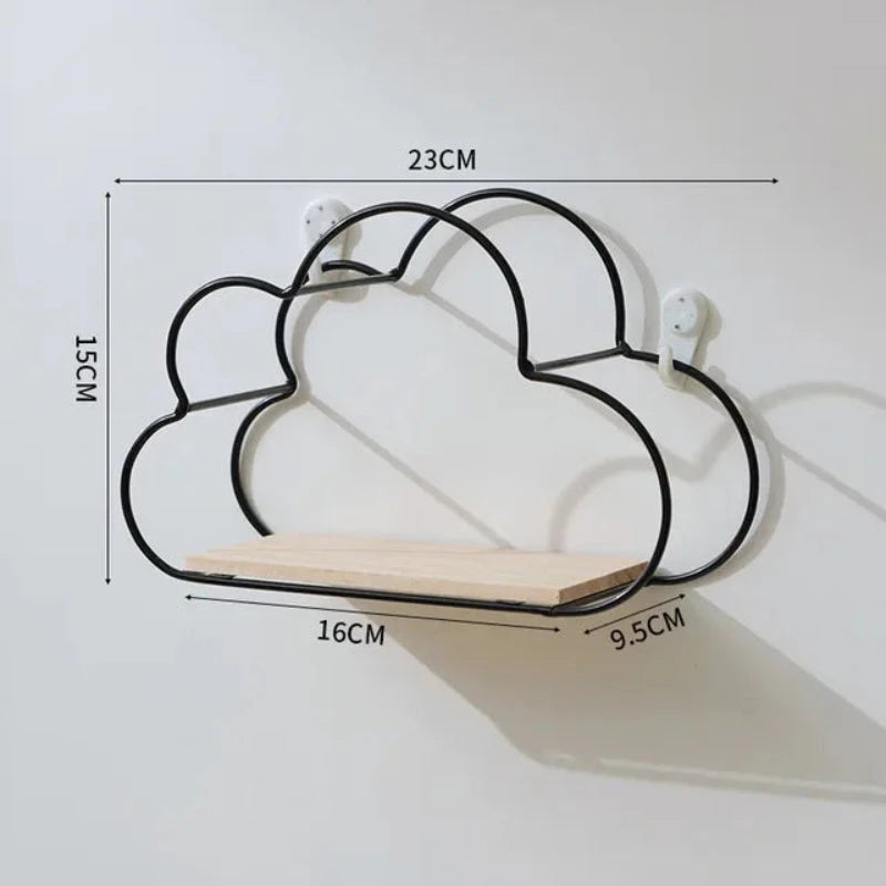 Prateleira Nuvem de Ferro e Madeira para Quarto Infantil Prateleira de Parede 06 Kabannas Médio - Preto 