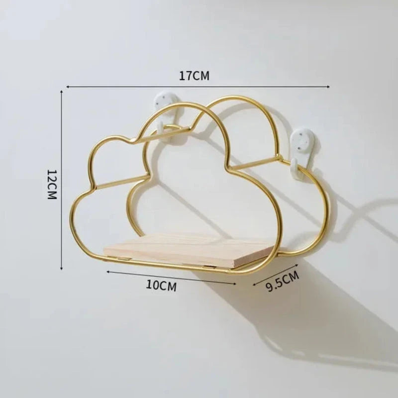 Prateleira Nuvem de Ferro e Madeira para Quarto Infantil Prateleira de Parede 06 Kabannas Pequeno - Dourado 