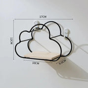 Prateleira Nuvem de Ferro e Madeira para Quarto Infantil Prateleira de Parede 06 Kabannas Pequeno - Preto 