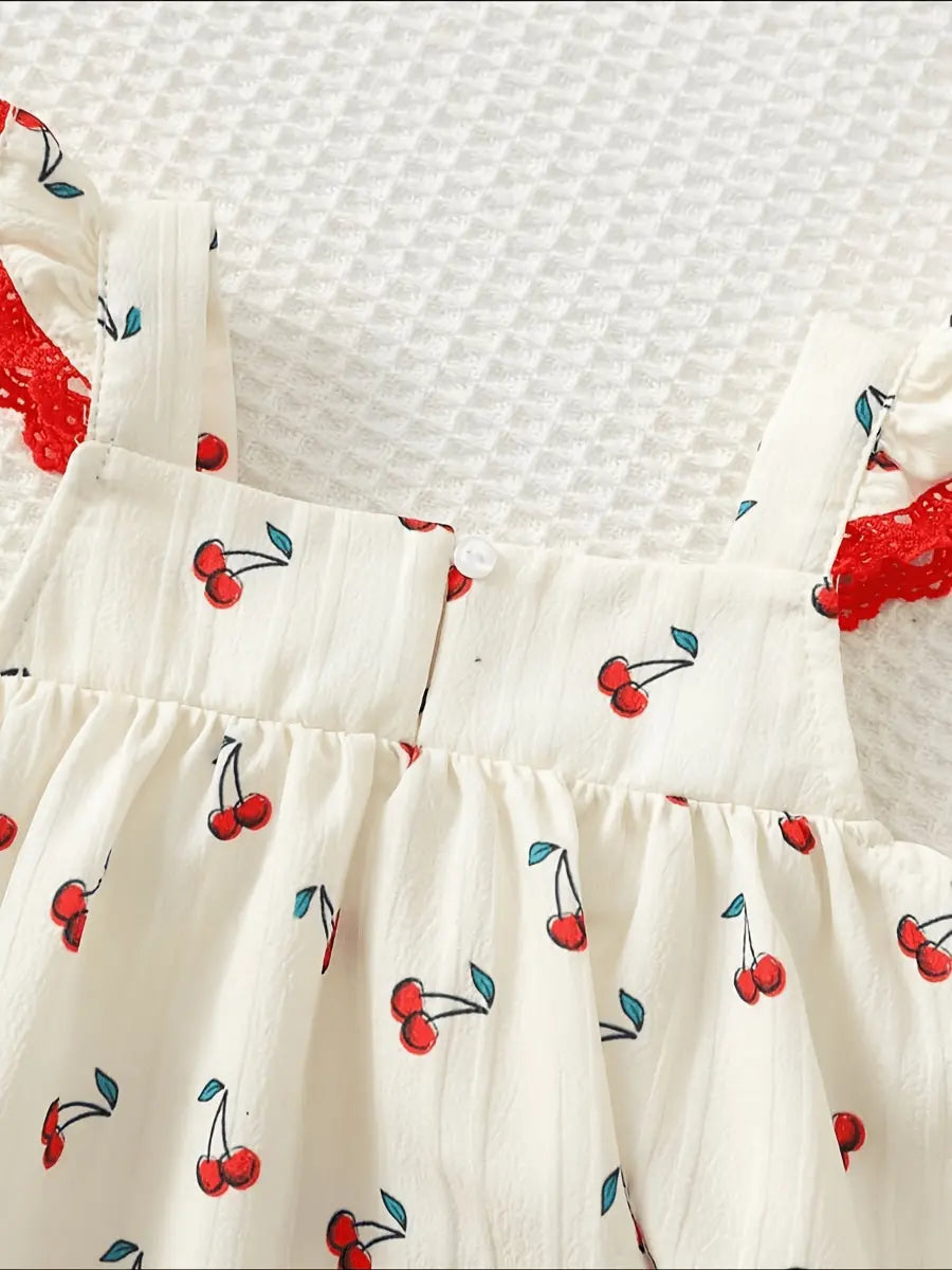 Conjunto 2 Peças Bebê Menina Verão Top Folhos Decote Quadrado Floral e Shorts Renda