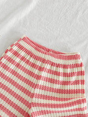Conjunto 2 Peças Bebê Menina Blusa Regata e Shorts Listrado Waffle Bordado Melancia