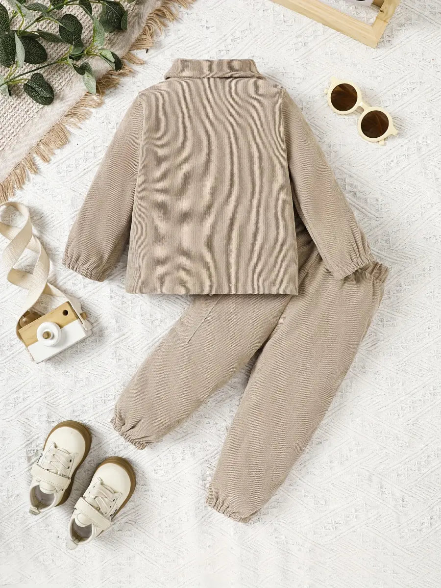 Conjunto Bebê Menino Jaqueta e Calça Bombazine Manga Longa Casual Outono Inverno
