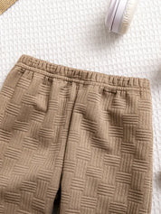 Conjunto 2 Peças Infantil Masculino Polo Jacquard Aplique Ursinho Calça Jogger Bege