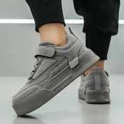 Tênis Infantil Casual Estilo Skate Velcro Plataforma Cinza