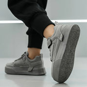 Tênis Infantil Casual Estilo Skate Velcro Plataforma Cinza