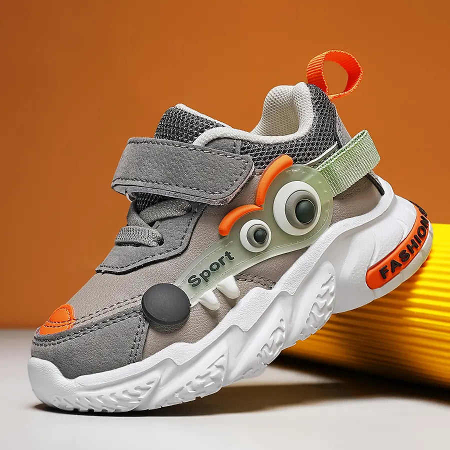 Tênis Infantil Casual Masculino Design Monstro Velcro Sola Macia Antiderrapante EVA