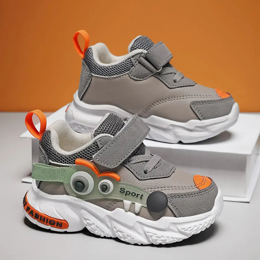 Tênis Infantil Casual Masculino Design Monstro Velcro Sola Macia Antiderrapante EVA