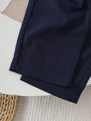 Conjunto Infantil Masculino 2 Peças Camisa Listrada Gola Marinheiro com Gravata e Calça Azul Marinho