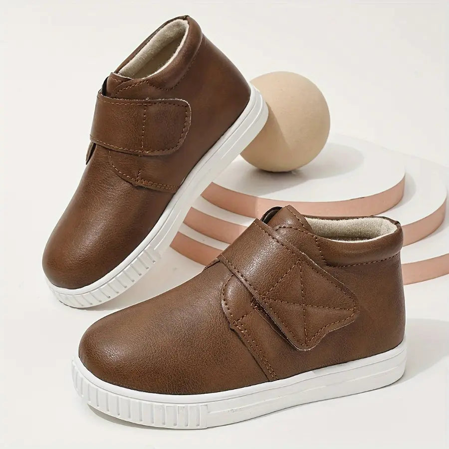 Bota Infantil Casual Cano Curto Couro Sintético Velcro Forro Macio
