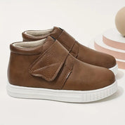 Bota Infantil Casual Cano Curto Couro Sintético Velcro Forro Macio