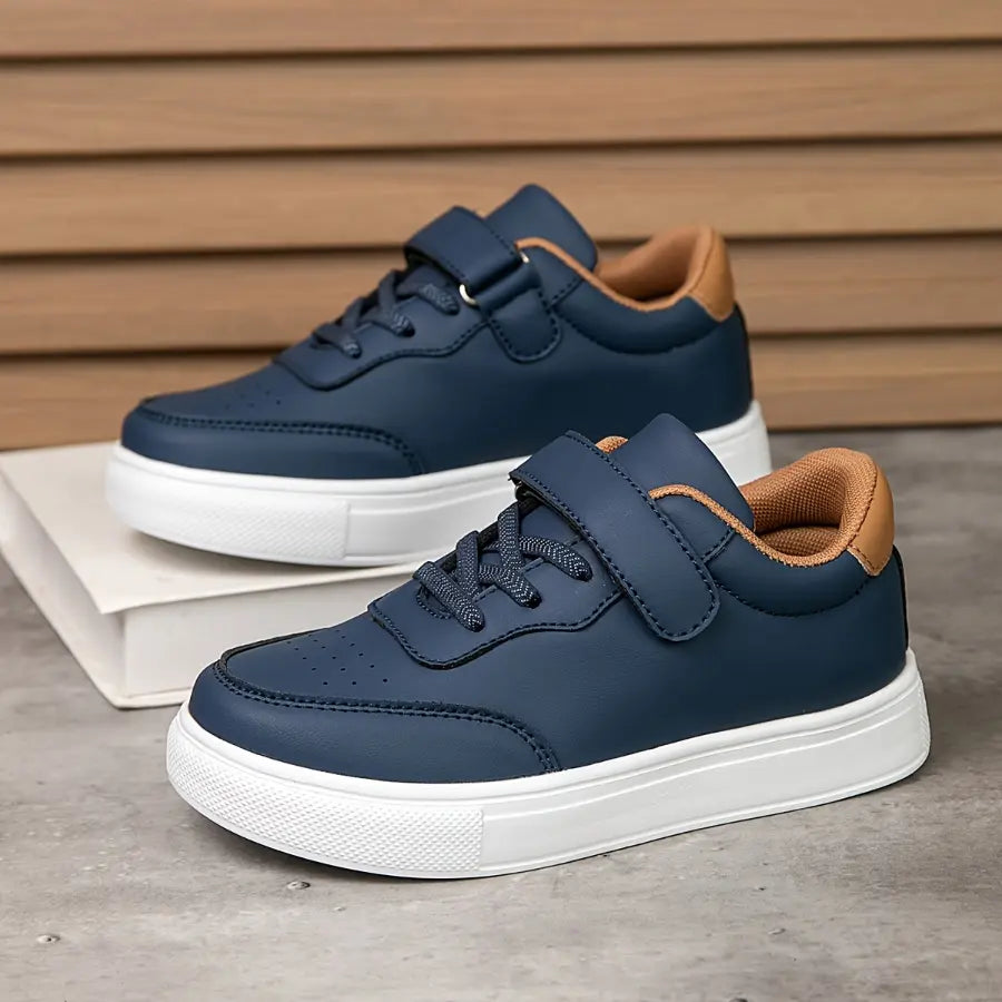 Tênis Infantil Cano Baixo Velcro e Cadarço Sola EVA Antiderrapante Azul