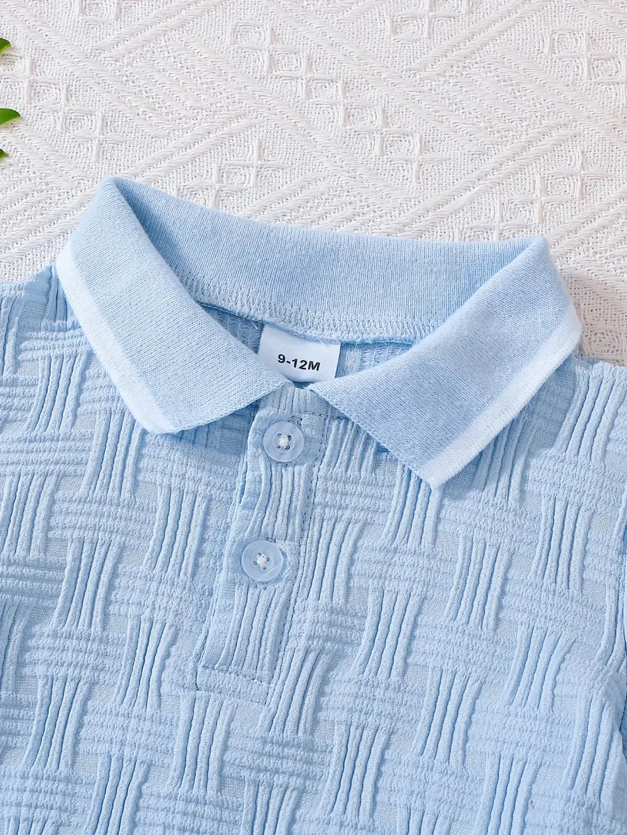 Conjunto Infantil Masculino 2 Peças Polo Manga Curta e Shorts Texturizado