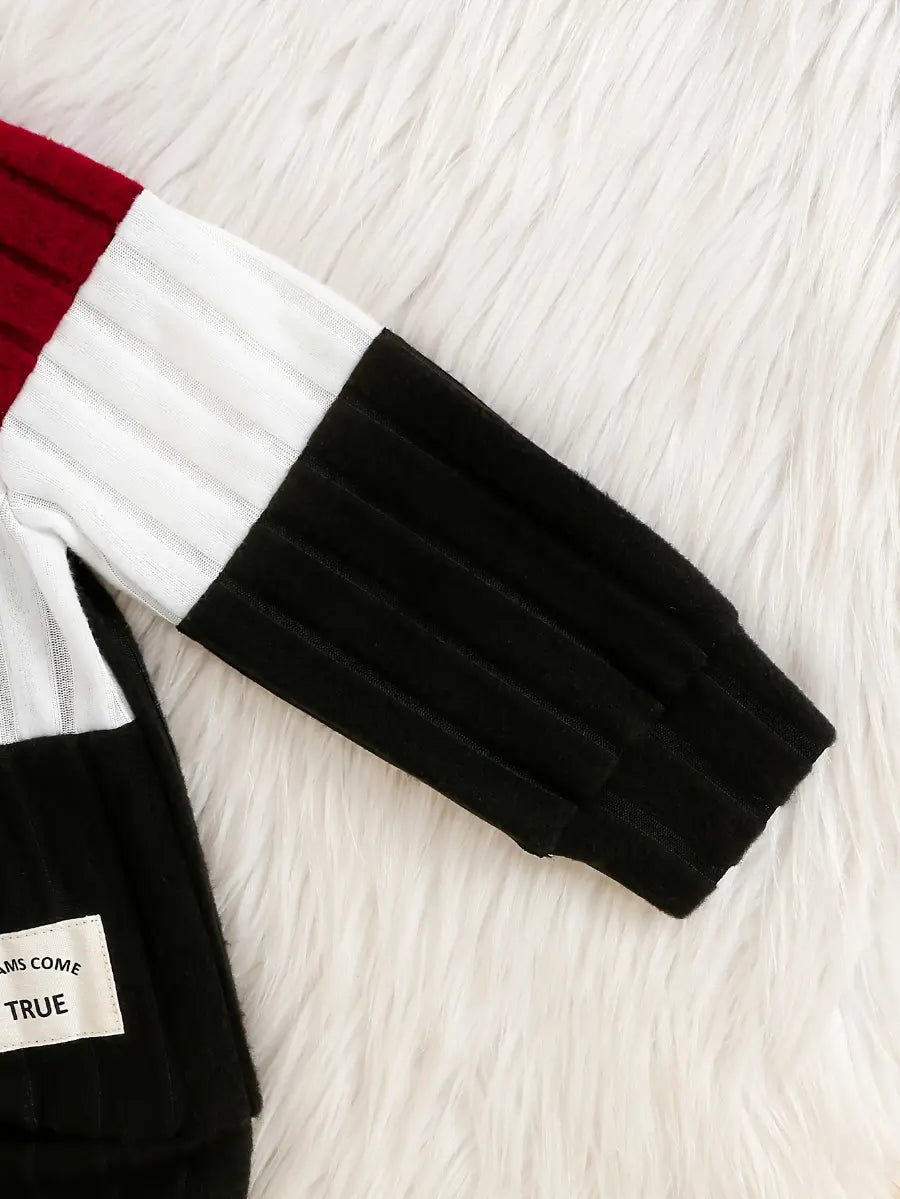 Conjunto 2 Peças Infantil Menino Moletom Canelado Colorblock Blusa Manga Longa e Calça Jogger